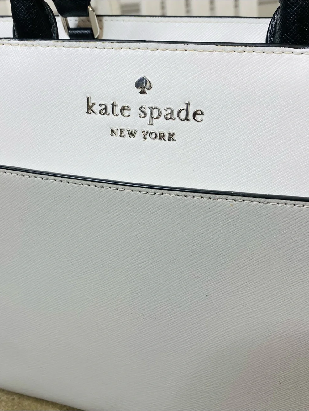 Kate Spade New York Staci Medium Satchel Bag Purse - Gray White Colorblock Rare - Picture 3 of 9